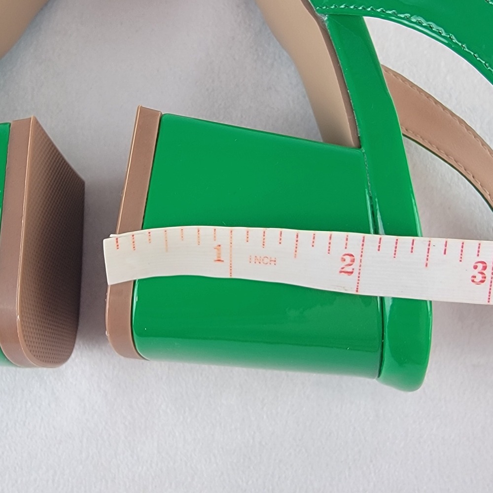 Madden Girl Novvaa Green Patent Slingback Block Heel Square Toe Pumps 7M - Picture 5 of 9